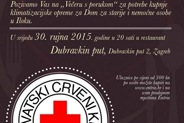 Hrvatski Crveni križ kao domaćin Blessfood večere s porukom prikupio sredstva za Dom za starije i nemoćne osobe iz Iloka